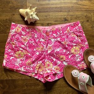 Lilly Pulitzer Shorts Chum Bucket Pink Yellow